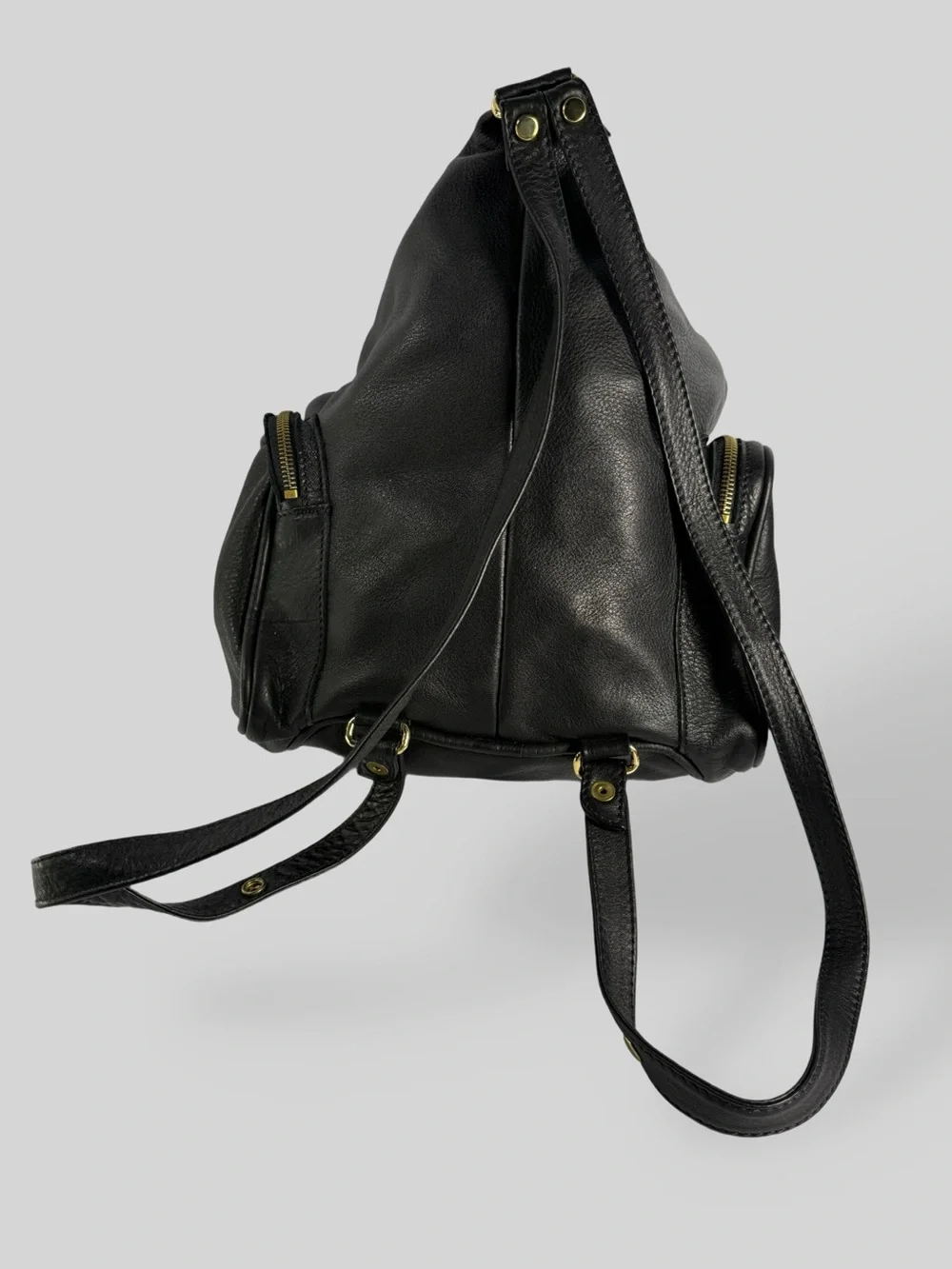Botticelli Black Leather Backpack with Gold Hardware
